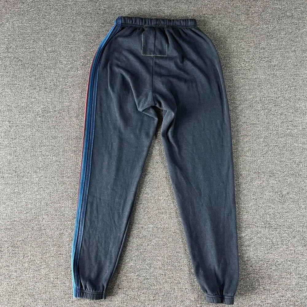 Aviator Nation Sweatpants Womens Small Gray Rainbow Stripe Fleece‎ Jogger Pants
